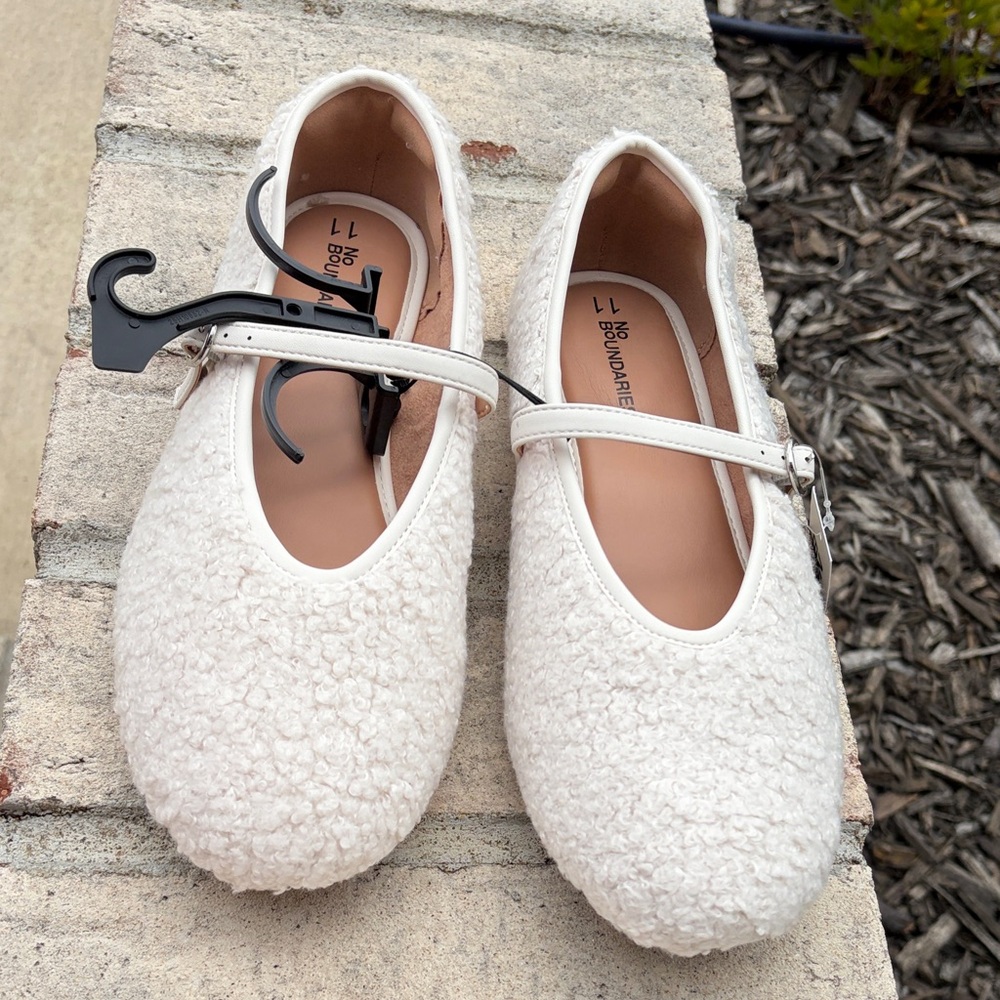 No Boundaries Cream Sherpa Mary Jane Flats